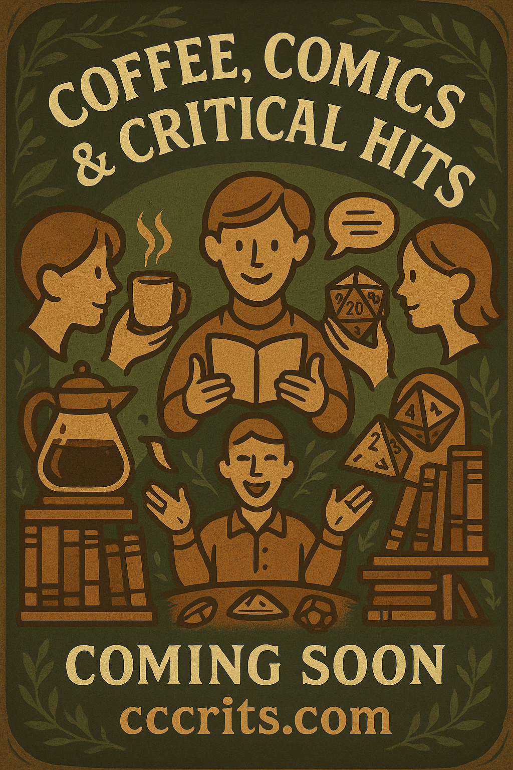 Coffee, Comics & Critical Hits Poster